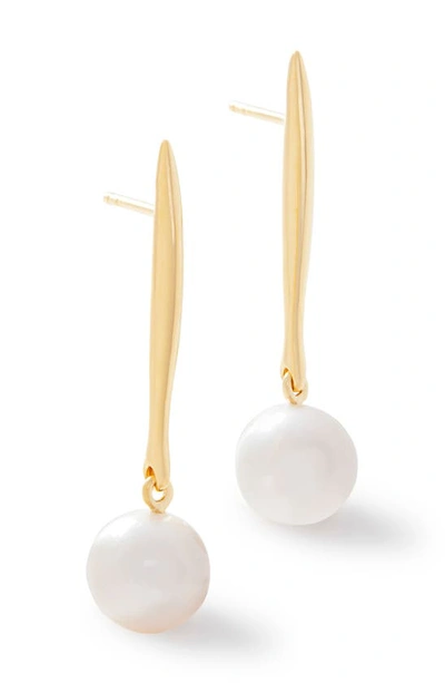 Monica Vinader Nura Freshwater Pearl Drop Earrings In Gold