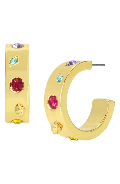 Kurt Geiger Multicolor Crystal Hoop Earrings In Gold Multi