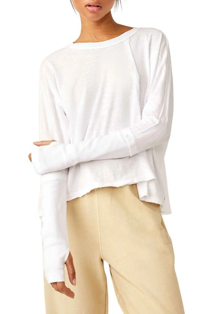 Fp Movement Ten Laps Asymmetric Long Sleeve Cotton Top In White