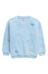 Tucker + Tate Kids' Fluffy Heart Fleece Teddy Sweatshirt In Blue Quiet Dainty Hearts