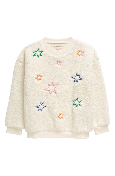 Tucker + Tate Kids' Fluffy Heart Fleece Teddy Sweatshirt In Ivory Egret Outline Stars