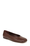 Vince Leah Leather Square-toe Ballerina Flats In Brown