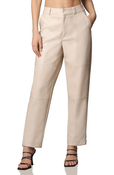 Avec Les Filles Faux-ever Leather Cargo Trousers In Beige