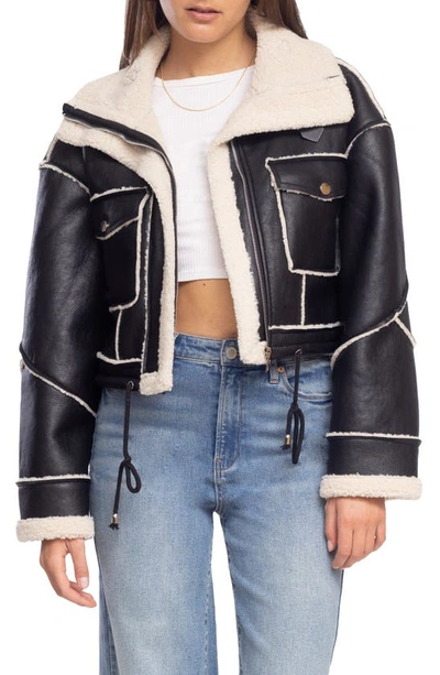 Blanknyc Bonded Moto Jacket With Faux Shearling Trim In Flying Squad