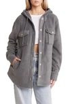 Thread & Supply Hooded Fleece Shacket In Storm Grey