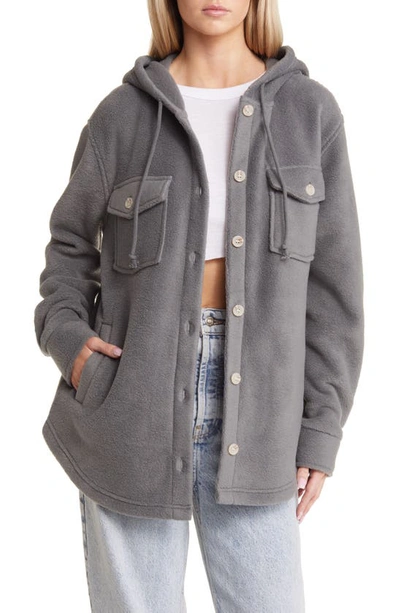 Thread & Supply Hooded Fleece Shacket In Storm Grey