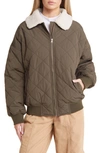 Thread & Supply Faux Shearling Collar Dad Jacket In Burnt Olive