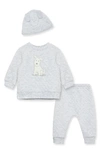 LITTLE ME QUILTED PUPPY LONG SLEEVE TOP, JOGGERS AND BEANIE