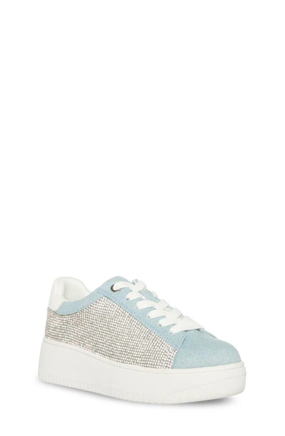Steve Madden Kids' Jshine Rhinestone Platform Sneaker In Denim