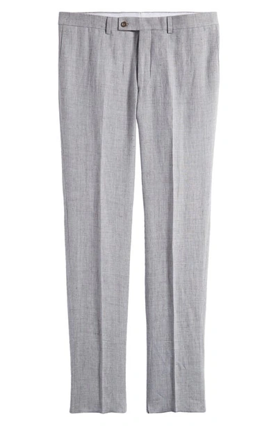 Jack Victor Pablo Flat Front Linen Trousers In Light Grey