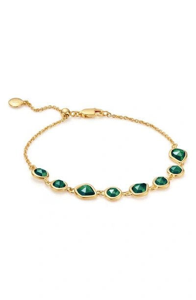 Monica Vinader Siren Mini Nugget Bracelet In 18k Gold Vermeil/ Green Onyx