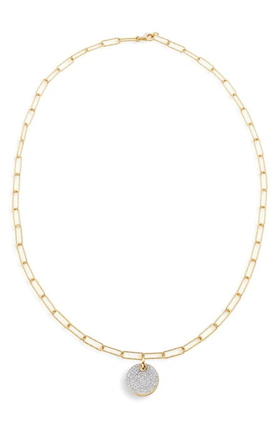 Monica Vinader Ava Diamond Disc Pendant Necklace In 18k Gold Vermeil/ Diamond