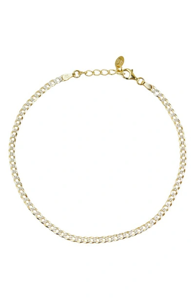 Argento Vivo Sterling Silver Diamond Cut Curb Chain Anklet In Gold