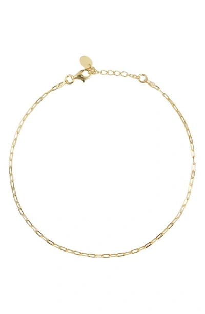Argento Vivo Sterling Silver Paper Clip Chain Anklet In Gold