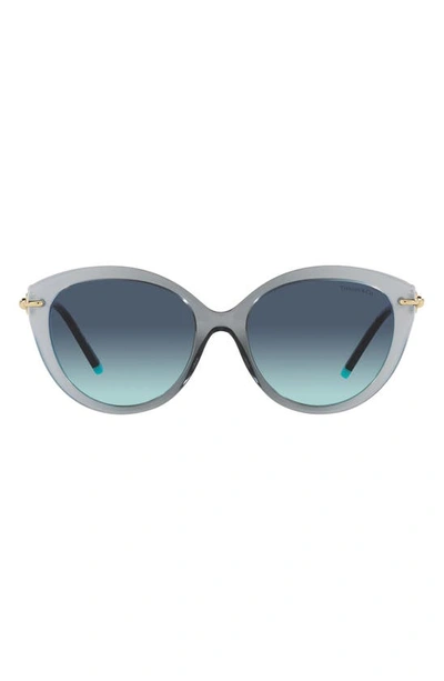 Tiffany & Co 55mm Cat Eye Sunglasses In Clear Blue Gradient