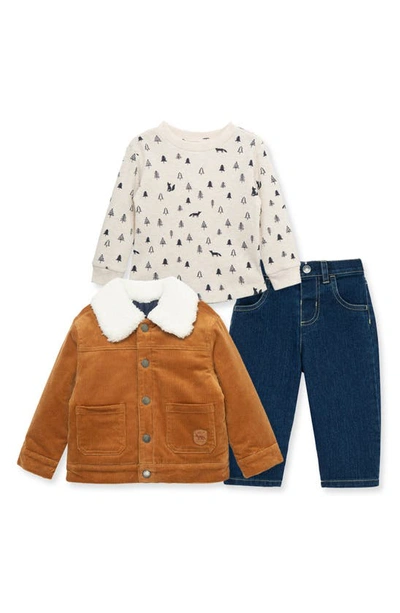 Little Me Babies' Corduroy Jacket, Shirt & Jeans Set In Blue