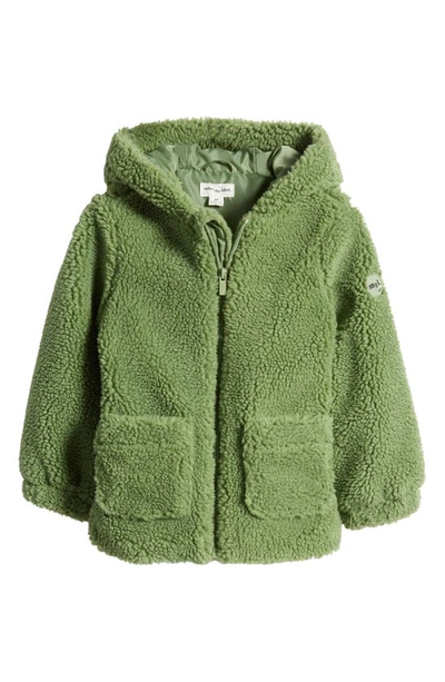 Miles The Label Kids' High Pile Fleece Hooded Jacket In 800 Green