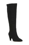Jessica Simpson Byrnee Pointed Toe Knee High Boot In Black Strtch Microsuded