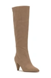 Jessica Simpson Byrnee Pointed Toe Knee High Boot In Sand Stone Stretch Microsude