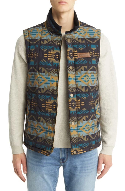 Pendleton Cody Geo Print Quilted Vest In Journey West Black/ Blue