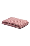 Piglet In Bed Gingham Linen Fitted Sheet In Red Tones