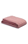 Piglet In Bed Gingham Linen Duvet Cover In Red Tones