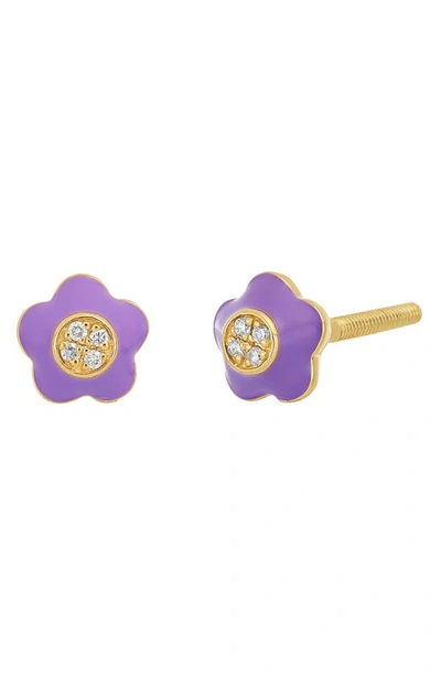 Bony Levy Kids' Flower Diamond Stud Earrings In 18k Yellow Gold