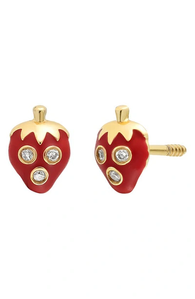 Bony Levy Kids' Strawberry Diamond Stud Earrings In 18k Yellow Gold