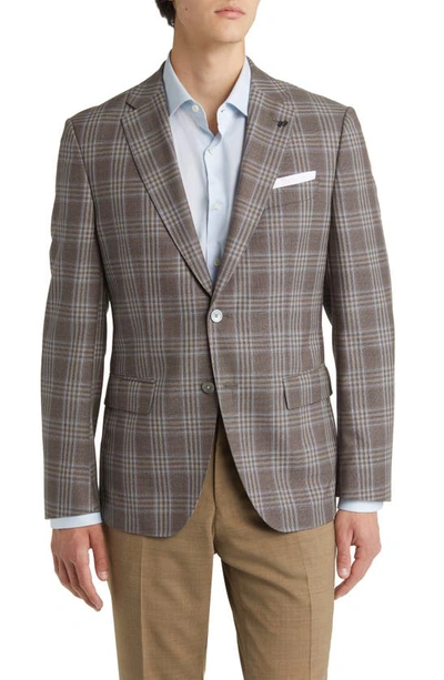 Hugo Boss Hutson Plaid Virgin Wool Sport Coat In Medium Brown