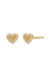 Bony Levy Kiera Beaded And Diamond Heart Stud Earrings In 18k Yellow Gold