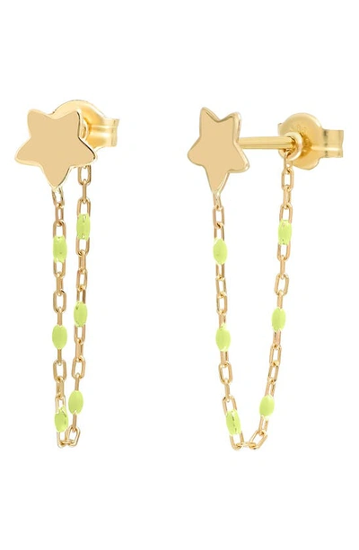 Bony Levy Blg 14k Gold Star Chain Front/back Earrings In 14k Yellow Gold
