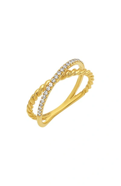 Bony Levy Mykonos Diamond Crossover Ring In 18k Yellow Gold