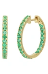 Bony Levy El Mar Inside Out Hoop Earrings In 18k Yellow Gold - Emerald