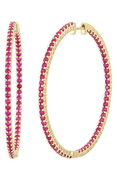 Bony Levy Large El Mar Inside Out Hoop Earrings In 18k Yellow Gold - Ruby