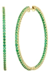 Bony Levy Large El Mar Inside Out Hoop Earrings In 18k Yellow Gold - Emerald