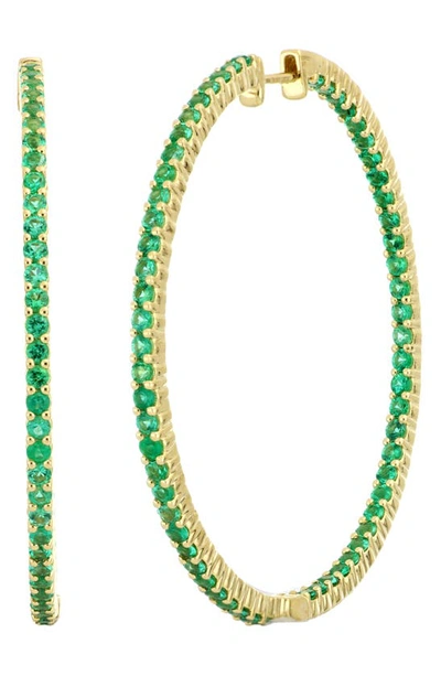 Bony Levy Large El Mar Inside Out Hoop Earrings In 18k Yellow Gold - Emerald