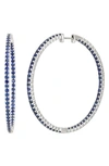 Bony Levy Large El Mar Inside Out Hoop Earrings In 18k White Gold - Sapphire
