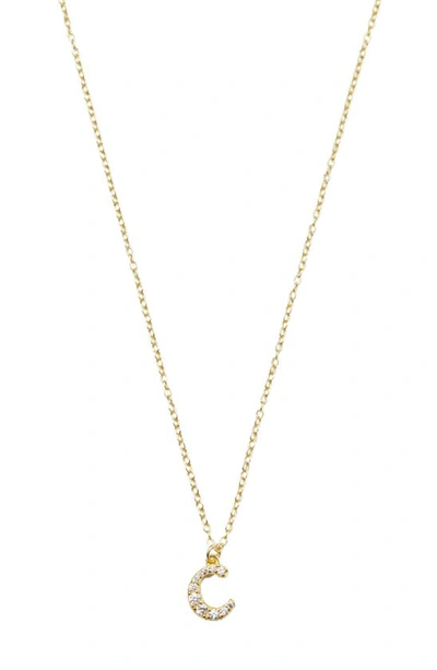 Argento Vivo Sterling Silver Mini Pavé Initial Necklace In Gold C
