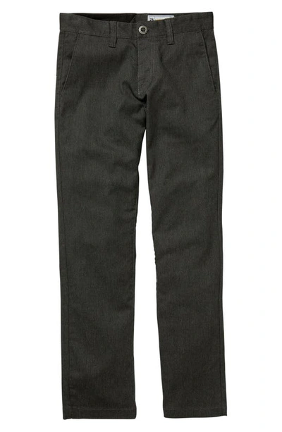 Volcom Kids' Frickin Modern Stretch Twill Trousers In Charcoal Heather