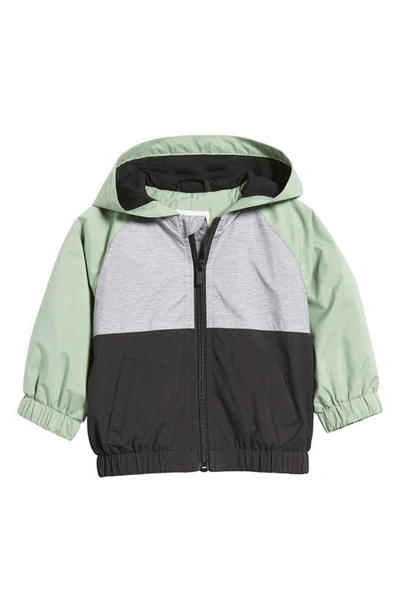 Miles The Label Babies' Colourblock Hooded Recycled Polyester Windbreaker Jacket In 800 Green