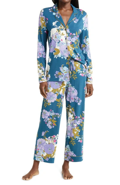 Nordstrom Moonlight Eco Knit Pajamas In Blue Ceramic Joy Floral