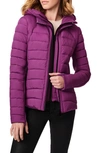 Bernardo Hooded Quilted Water Repellent Jacket In Wood Violet