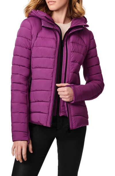 Bernardo Hooded Quilted Water Repellent Jacket In Wood Violet