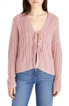 Madewell Cable Tie Front Cardigan Sweater In Heather Dusty Berry