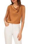 Halogen Cowl Neck Sleeveless Top In Desert Camel
