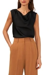 Halogen Cowl Neck Sleeveless Top In Rich Black/ Gold