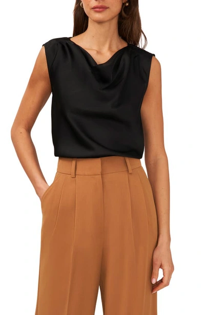 Halogen Cowl Neck Sleeveless Top In Rich Black/ Gold