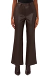 Halogen High Waist Bootcut Faux Leather Pants In Dark Roast
