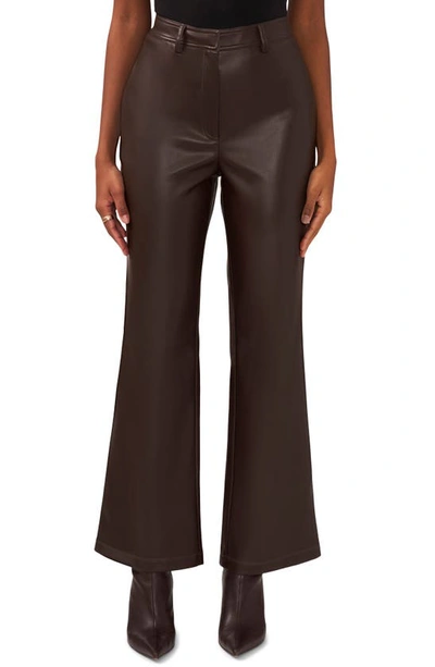 Halogen High Waist Bootcut Faux Leather Pants In Dark Roast