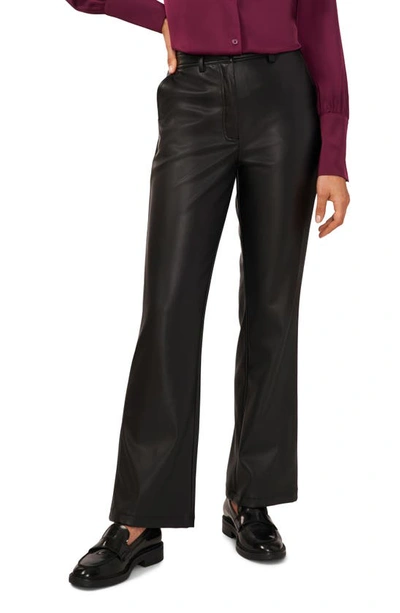 Halogen High Waist Bootcut Faux Leather Trousers In Rich Black